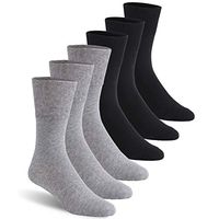 Diabetic Socks Womens, Feelwe Ankle Diabetic Socks Circulation with Non-Binding Top Ankle Crew Socks Cotton Extra-Wide Diabetic Socks with Seamless Toe Socks Crew Socks 6 Pairs Light Grey/Black L