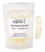 Capsules Express- Size 4 Clear Empty Gelatin Capsules 500 Count - Kosher and Halal Certified - Gluten-Free Pure Bovine Gelatin Pill Capsule - DIY Powder Filling