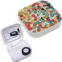Portable Contact Lens Case Box Travel Kit Mirror + Bottle + Tweezers Container Holder [ Colorful Confettis On Light ]
