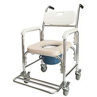 Shower Commode Wheelchair Toilet and Bedside Transport Chair w/Padded Seat