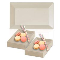 Elegant Disposable Plastic Dessert Plates 120 Pcs - Heavy Duty Fancy Rectangle Ivory Salad Plates - Reusable Appetizer Cake Plates - Bulk Party Supplies For Wedding, Easter, Birthday & All Occasions