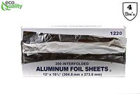 Premium Pre Cut Aluminum Foil Pop up Sheets 12 x 10-3/4 inches (800 Count) - Great for Restaurants, Lunch, Takeout, ToGo, Sandwiches, Catering, Kitchen, Grill, Stove, Baking, BBQ, Disposable (4 Box's)