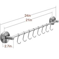 LUXEAR Suction Cup Towel Bar 24IN Powerful Removable Suction Cup Towel Shower Hook Vacuum Shower Mat Rod Shower Door Adhesive Towel Rack Bathroom Towel Holder Stainless with 8 Hooks.