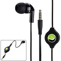 Premium Black Retractable Mono Headset Single Earbud Earphone Mic for Samsung Galaxy Tab 7 P1000 - Galaxy Tab 7.7 - Galaxy Tab 3 7.0 Kids - Samsung ATIV Tab - Samsung Series 7 Slate (11.6)