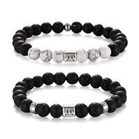 Softones 12 Constellations Lava Rock Aromatherapy Anxiety Essential Oil Diffuser Bracelet for Men Women，Friendship Couple Distance Beads Bracelet Set Gifts