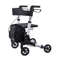 ELENKER Medical Rollator Walker with Seat,Comfortable Handles, Backrest and Dual Braking System White
