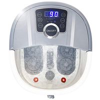 Giantex Foot Spa Bath Massager with Heat, Bubbles, 16 Pedicure Shiatsu Roller Massage Points, Frequency Conversion Power Saving, Adjustable Time & Temperature, LED Display, Drainage Pipe (Gray)