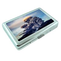 Volcano Erupt Mountain Earth Volcanoes Lava S8 Silver Cigarette Case Metal Wallet Id Holder King & 100's 4" X 2.75" RFID Protection