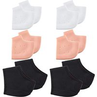 6 Pairs Gel Heel Sleeves Heel Cups Set 4 Pairs Gel Breathable Protective Heel and 2 Pair Black Heel Guard for Heel Pain, Dry Cracked Heels, Achilles Tendinitis, for Men and Women