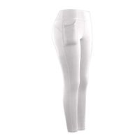 Hyioammb Women Stretch Yoga Leggings with Side Pocket Slim Fitness Trousers Running Gym Sports Active Pants(White,L)