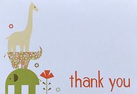 Zoo Animals Thank You Note Cards and Decorated Envelopes- 20 Blank Note Cards and Bright Yellow Decorated Envelopes
