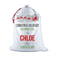 Dinkleboo Santa Sack Personalized Christmas Bag w/Drawstring - Big Capacity for Storing Gifts, Toys & Treats - Christmas Delivery (26 3/4" x 18 7/8")