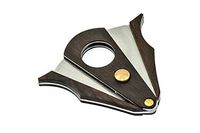 COSACASA CIGAR CUTTER STAINLESS STEEL DOUBLE CUT BLADE ZEBRA WOOD CIGAR CUTTER- BLACK GIFT BOX