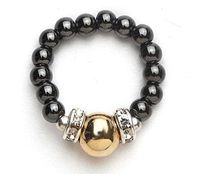 Gold and Black Magnetrim Magnetic Therapy Stretch Ring (XSmall Ring Size 5-6)
