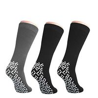 Pack of 3 Pairs - XXXL Non-Skid Bariatric Extra Wide Slipper Socks for People with Swollen feet Diabetes & Edema (1 Grey 2 Black)