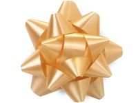 Pack Of 48, Medium Solid Gold Star Poly Gift Bows 3-1/2" x 13 Loops Made In Usa