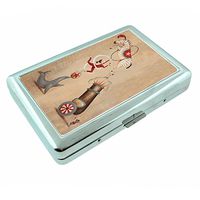 Perfection In Style Metal Silver Cigarette Case Vintage Circus Design 006