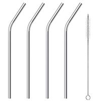 Metal Straws, Stainless Steel Straws, Reusable Drinking Straws, 10.5 inch Bent Metal Drinking Straw for 20 oz and 30 oz Tumblers Cups Mugs, Cleaning Brush Included
