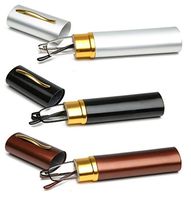 SOOLALA Lightweight Compact Reader Reading Glasses Reader w/Pen Clip Tube Case, SilverBlackBrown, 1.5D