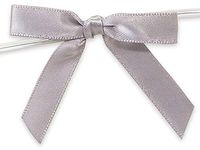 6ct. Pre-Tied Silver 2" Satin Gift Bows Wire Ties Ready-to-Use 3/8" Ribbon