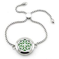 AZORA Essential Oil Diffuser Bracelet Stainless Steel Slider Chain Locket Charm with 8 Refill Pads Jewelry Gift