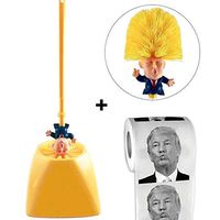 Donald Trump Toilet Brush Toilet Paper Bundle Funny Political Gag Novelty Item (Holder Included)