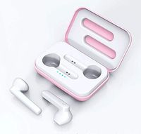 BOSS&KO True Wireless Earbuds T8 Bluetooth 5.0 Headset, One-Step Pairing with Touch-Control Operation, Lightweight Noise-Canceling Headphones with Built-in Mic and Voice Assistant (pink)