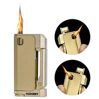Kerosene Trench Copper Lighter Creative Side Ignition Lighter Vintage Windproof Lighter with Three-Sided Flame Design (Not Included Fuel)