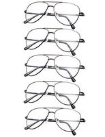 5-pack Reading Glasses Small Readers +0.75 Black Pilot Style
