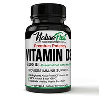Highest Quality Formula Vitamin D3 5,000 IU Superior Absorption, 60 Tiny Soft-gels per Bottle, Gluten Free & Non-GMO Best Vitamin D3 Supplement. Healthy Muscle Function, Bone Health & Immune Support