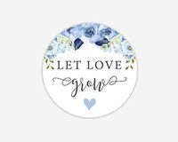 Let Love Grow Wedding Stickers, Choose Your Colors, Wedding Favor Labels (#308-014-WH-BG)
