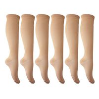 Knee High Compression Stockings Support 15-20mmHg Opaque Maternity Pregnancy Compression Socks Ankle & Arch Support (Beige S/M)