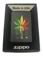 Zippo Custom Lighter - Drippy Rasta Marijuana Weed Pot Leaf Design - Gifts for Him, for Her, for Boys, for Girls, for Husband, for Wife, for Them, for Men, for Women, for Kids