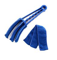 Window Blinds Dust Cleaner Brush Tools with Removable Microfiber Sleeves for Window Air Conditioner Shutter (Blue)