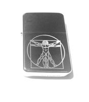 Vector KGM Thunderbird Custom Lighter - Da Vinci Vitruvian Vitruvius Man Renaissance Logo Symbols High Polish Silver Chrome Rare!