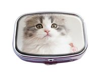 Top A Cat Custom Personalized Square Pill Box Decorative Box Vitamin Container Pocket Or Wallet (Cat -9)