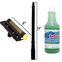 Professional Car Window Cleaning Washing Cleaner Equipment kit: 32 OZ Reflect Super Concentrate Window Cleaner, 8" Squeegee and Sponge, 16" Plastic Handle, Outdoor/Indoor Tools.