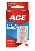 ACE 3 Inch Elastic Bandage with Clips, Beige, Great for Elbow, Ankle, Knee and More, Ideal for Sports, Wash and Reuse