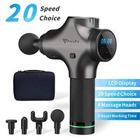 FocuFit New Upgraded Percussion Massage Gun, 20 Speed Level Handheld Deep Tissue Device, with LCD Touch Screen, Featuring Quiet Glide Technology (Cool Gray)