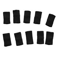 ULTNICE 10Pcs Stretchy Finger Protector Sleeve Arthritis Support Sports Aid (Black)