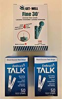 GET•WELL Fine 30g Universal Twist Lancets 100 CT - Made in Canada ! Unique Quad Bevel Tip Offers Quick Healing & Less Pain ! 100 Ct. Embrace Talk Blood Glucose Test Strips