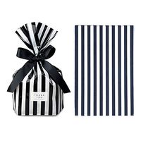 We Moment Black Stripe Clear Cello Bags Candy Plastic Favor cellophane Treat Bags,Pack of 50