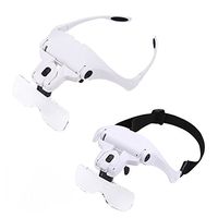 Headband Magnifier Glasses LED Head Magnifying Glasses Jewelers Loupe Magnifying Head Hands Free Illuminated LEDs Headband Glass Eye Magnifying Repair Tool Magnifier Glasses 1.0X 1.5X 2.0X 2.5X 3.5X