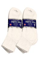 Falari 12-Pack Diabetic Socks Ankle Unisex Variety Size Black White (13-15 Large, 6-pack White)