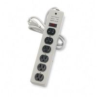 Compucessory 6-Outlet Metal Power Strip, 6' Cord, Light Gray