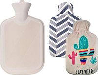 WINNPRIME Hot Water Bottle 2 Liters, Natural Rubber Hot Water Bag with 2 Replaceable Soft Fleece Covers, Great for Pain Relief, Hot Compress and Heat Therapy