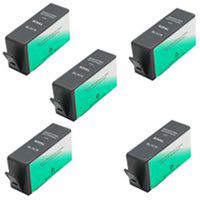 Amsahr 920XLBK(CD975AN) Remanufactured Replacement HP Ink Cartridges for Select Printers/Faxes - 5 Pack, Black