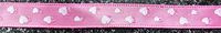 Pink Satin Ribbon with White Glitter Hearts - 3 Yards