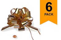 Large Metallic Gold Gift Wrap Pull Bows - 5" Wide, Golden Ribbon Big Pull Flower Bows for X-mas Gifts and Presents, Set of 6