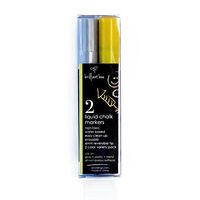 Brilliant Bee - 2 Pack of Liquid Chalk Markers - (1) Silver, (1) Gold - Reversible Chisel and Round Tip